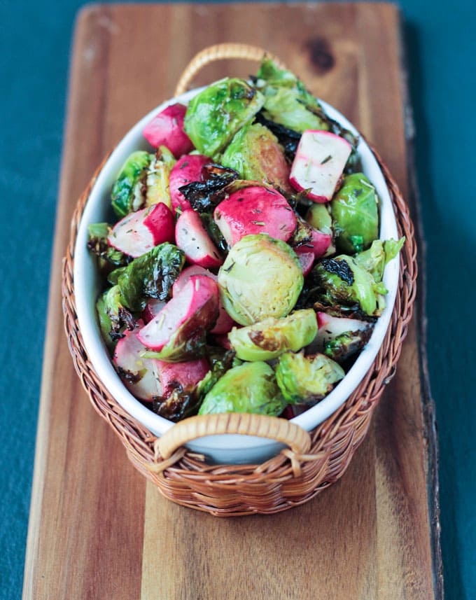 Roasted Radish and Brussels Sprouts Salad